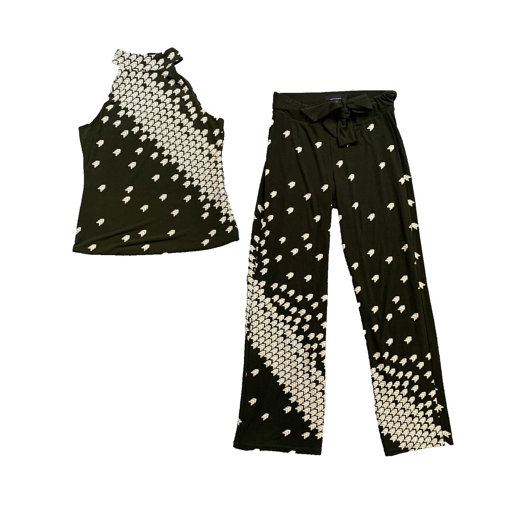 White House Black Market Top Pants Women XS Extra Small Wide Halter Belted 2 Pc